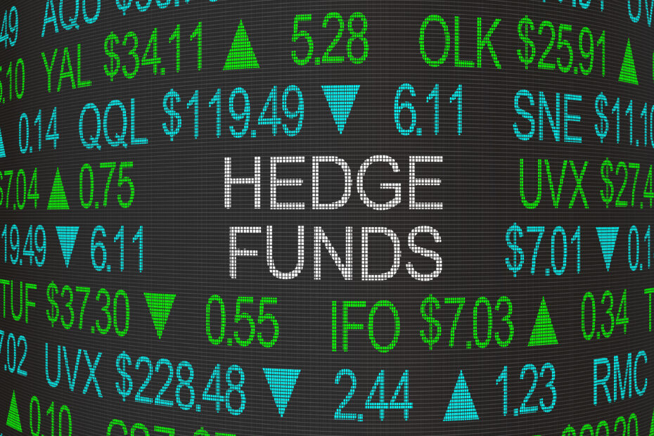 hedge funds.Hedge Funds Stock Market Investing Ticker 3d Illustration